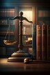 illustration, judge gavel and scales of justice, ai generative