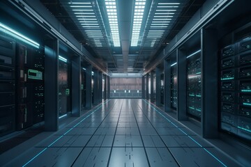 Poster - Data center server. Network storage. Generate Ai