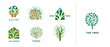 © Marina Zlochin - Tree logo collection. Luxury logo templates . Tree of life branch with leaves, green house, nature concept