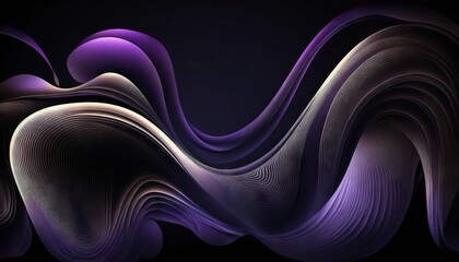 Wall Mural - An abstract background of flowing waves and ripples with black background. Generative AI. 