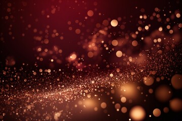 Wall Mural - Sparkling Winter Wonderland: Burnished Copper and Deep Burgundy Glitter Defocused Background with Shimmering Snow and Starlight Desig, Generative ai