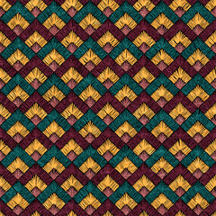 Wall Mural - Seamless pattern with imitation of embroidery. Geometric print for textiles, home decor, pillows, blankets, carpets. Vector illustration.