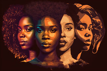 Abstract Diverse African American Black Women Faces Background. Generative AI