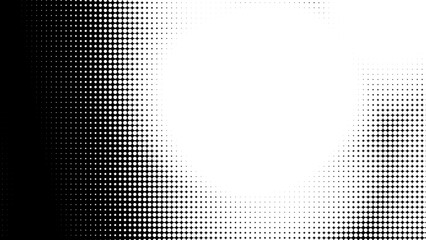 Poster - Dot white black pattern gradient texture background. Abstract pop art halftone and retro style.