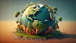 earth green natural background, Illustration of the green planet earth, environment Earth Day planet nature concept with globe