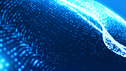 Poster - Abstract dot white blue wave gradient texture technology background.