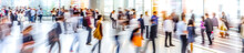 Blurred Business People At A Trade Fair Or Walking In A Modern Hall, Digital Art