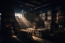 Illustration Of A Wooden Warehouse - Created With Generative Ai