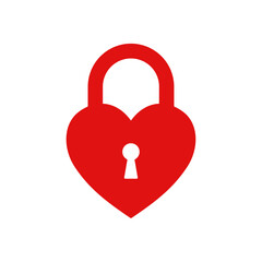 Wall Mural - Red heart lock icon