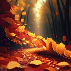 Poster - autumn leaves on the ground