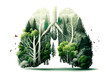 © EKH-Pictures - The green lungs of the planet Earth. Shape of the lung in the middle of the forest. Concept to protect nature and forest. Natural CO2 reduction. Generative AI