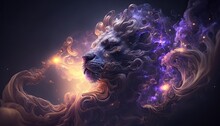 Beautiful Colorful Galaxy Universe In The Shape Of A Lion Generative AI