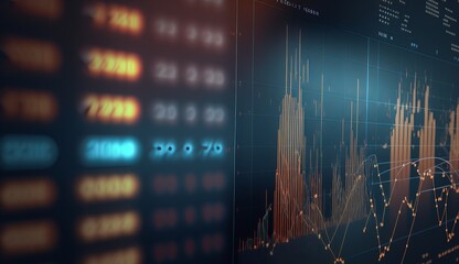 Poster - Business finance digital analytics data visualization display. Generative AI technology.