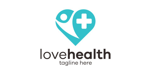 love and health care logo design icon vector illustration