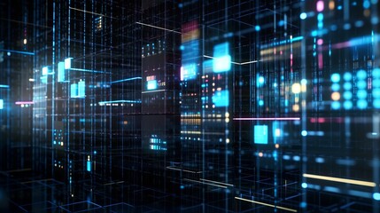 Poster - Digital system internet data visualization background. Generative AI technology.