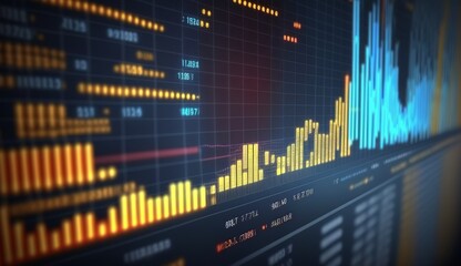 Poster - Market business chart analytics data visualization background. Generative AI technology.
