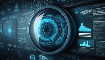 Poster - Digital analytics bigdata security background. Generative AI technology.