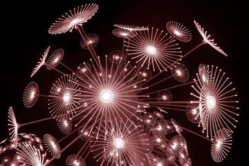 Poster - abstract neon glowing flower. bright sparkling background. psychedelic background