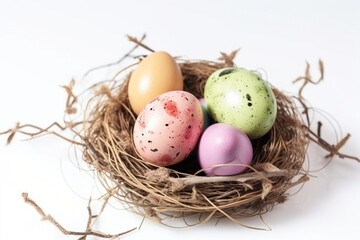 easter eggs in a nest. generative ai
