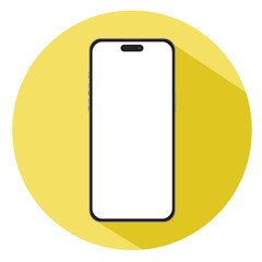 Wall Mural - mock up smartphone on yellow circle background on white transparent background, vector illustration 