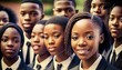 Group of Diverse and Empowered African American Black Youth High School Students Working Together in Choir : Power of Collaboration in Clubs, Sports Teams (generative AI)