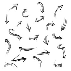 Poster - doodle arrows icons set. arrow icon with various directions. arrow direction hand drawing. isolated 