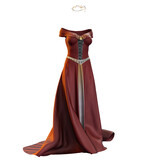 Fototapeta  - 3D Illustration, 3D Rendering, Full length portrait of an isolated medieval fantasy gown with shimmery fabric and a jeweled circlet