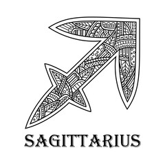 Wall Mural - hand drawn of sagittarius in zentangle style