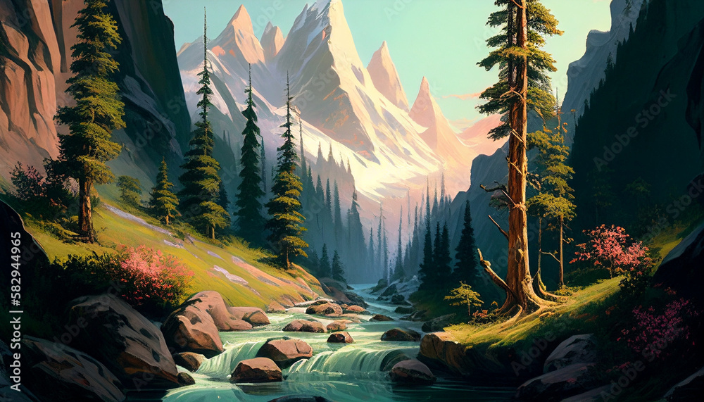 Beautiful landscape illustration Stock Illustration | Adobe Stock