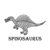 Fototapeta Dinusie - Hand drawn of spinosaurus in zentangle style