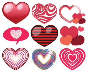 Wall Mural - Set of red heart