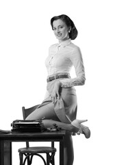 Seductive beautiful secretary vintage pin-up style