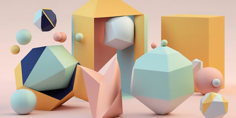 Wall Mural - Soft Pastel Hues Enhancing a Vibrant Geometric Shapes Pattern