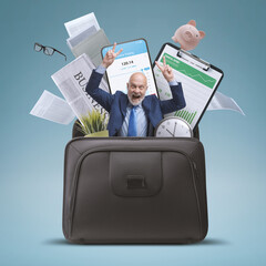 Wall Mural - Successful businessman in a briefcase