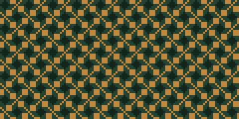 Wall Mural - Luxury green golden geometric seamless pattern.