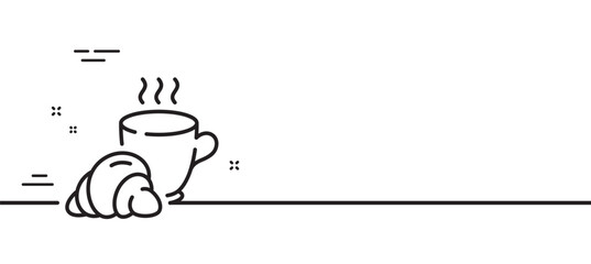 Poster - coffee break line icon. breakfast hot tea sign. coffee time symbol. minimal line illustration backgr