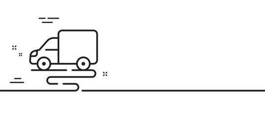 Poster - delivery route line icon. truck road path sign. vehicle highway symbol. minimal line illustration ba