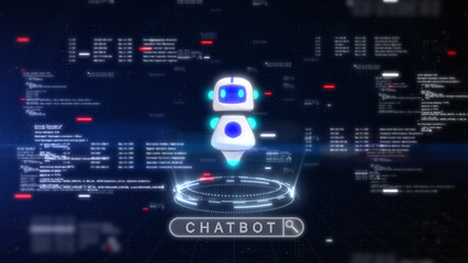 Fototapete - Futuristic computer engineer programmer AI chatbot background concept, Typing code cyber security hacking, Internet network digital technology, 3d rendering