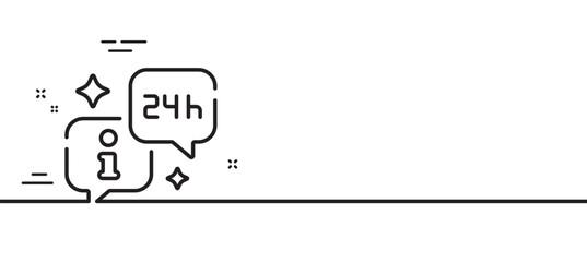 Poster - info line icon. help inform sign. 24 hours support information symbol. minimal line illustration bac