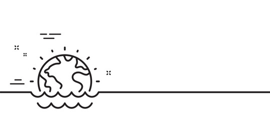 Poster - disaster line icon. climate warming sign. world flood symbol. minimal line illustration background. 