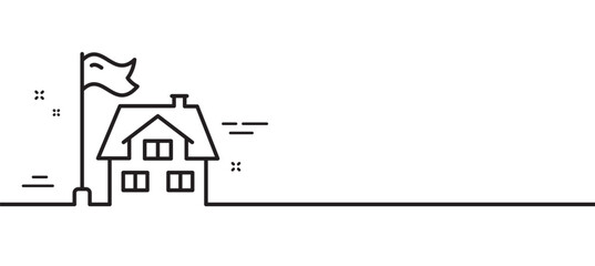 Poster - Building line icon. House architecture sign. Real estate property symbol. Minimal line illustration background. Building line icon pattern banner. White web template concept. Vector