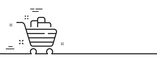 Poster - grocery basket line icon. shopping cart sign. food market symbol. minimal line illustration backgrou