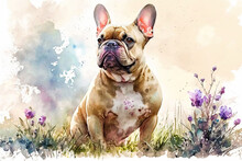 French Bulldog. Generative Ai. Spring Dog Portrait. Portrait Of A French Bulldog Dog