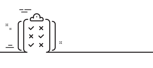 Poster - rule line icon. quiz report sign. regulation compliance symbol. minimal line illustration background