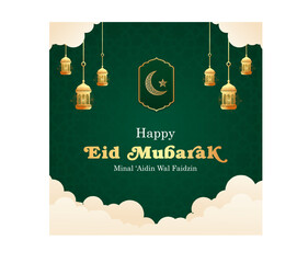 Wall Mural - Vector luxury Islamic social media post for Eid Mubarak