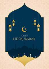 Wall Mural - Vector realistic Eid Mubarak background
