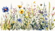 wispy flowers in soft watercolors with white background - generative ai
