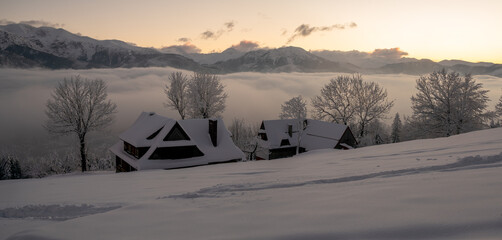 Wall Mural - Snowy and beautiful winter in the Tatra Mountains near Zakopane resort in Poland