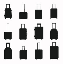 Travel Bag Luggage Silhouette And Suitcases Black Silhouette