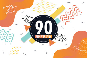 Wall Mural - 90th anniversary celebration logotype with colorful abstract background design with geometrical shapes vector design